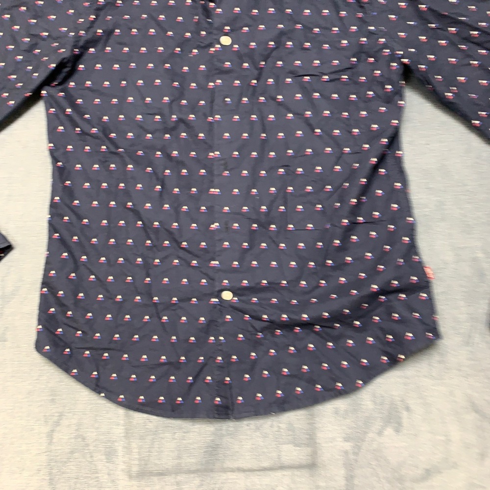 Levi's Shirt Mens Large Navy Blue Geometric Print Long Sleeve Button Up Slim Fit - Picture 6 of 16